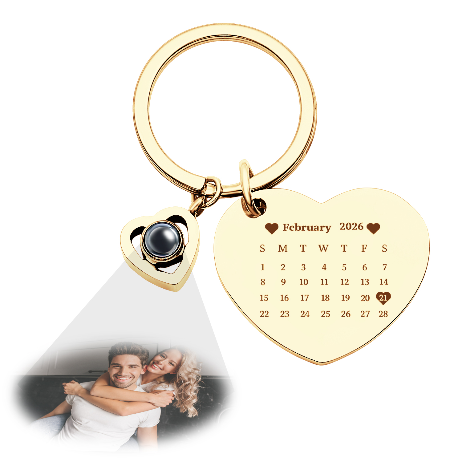 Custom Photo Calendar Keychain Heart Projection Keychain Christmas Gift