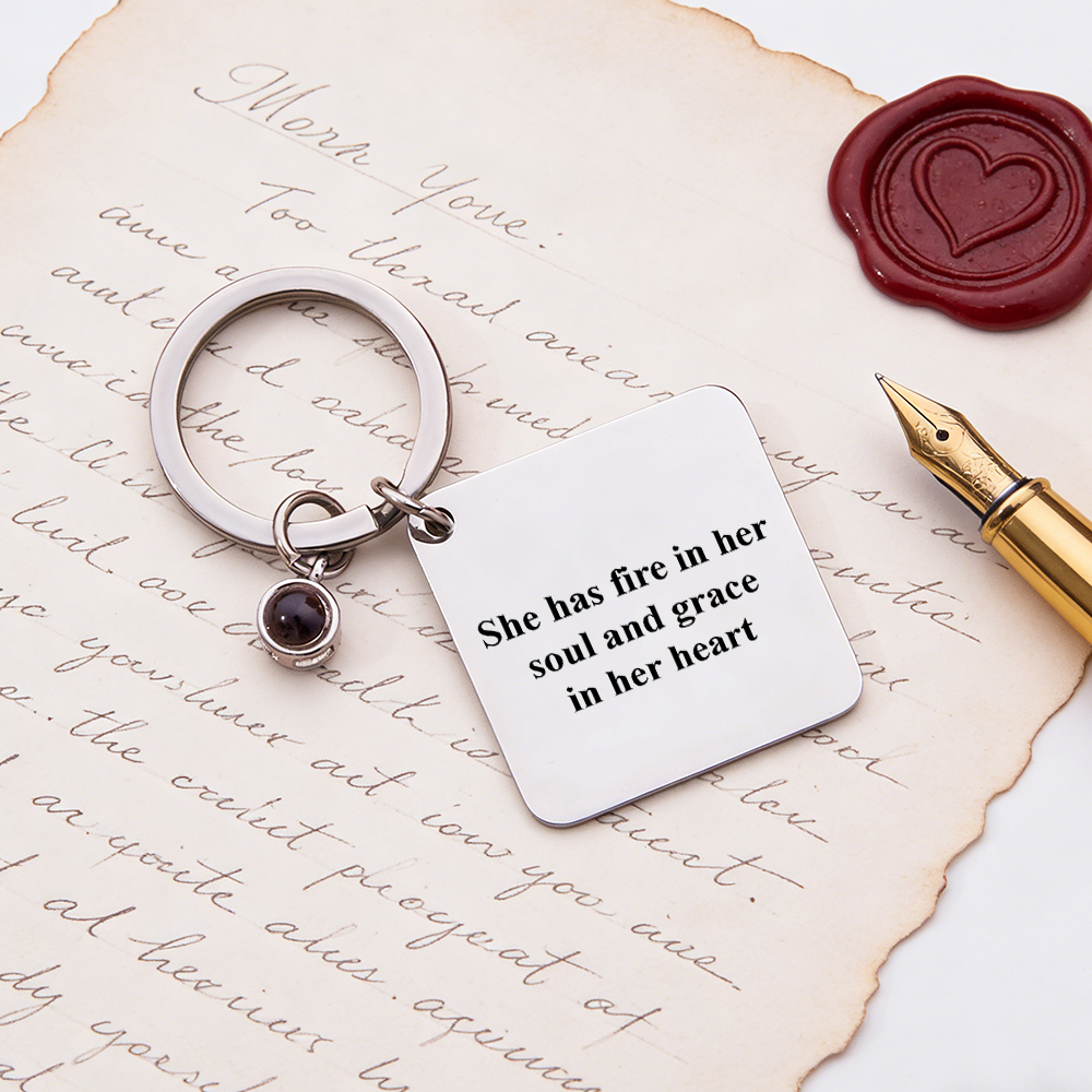 Custom Photo Calendar Projection Keychain Square Commemorative Keychain Christmas Gift For Couple