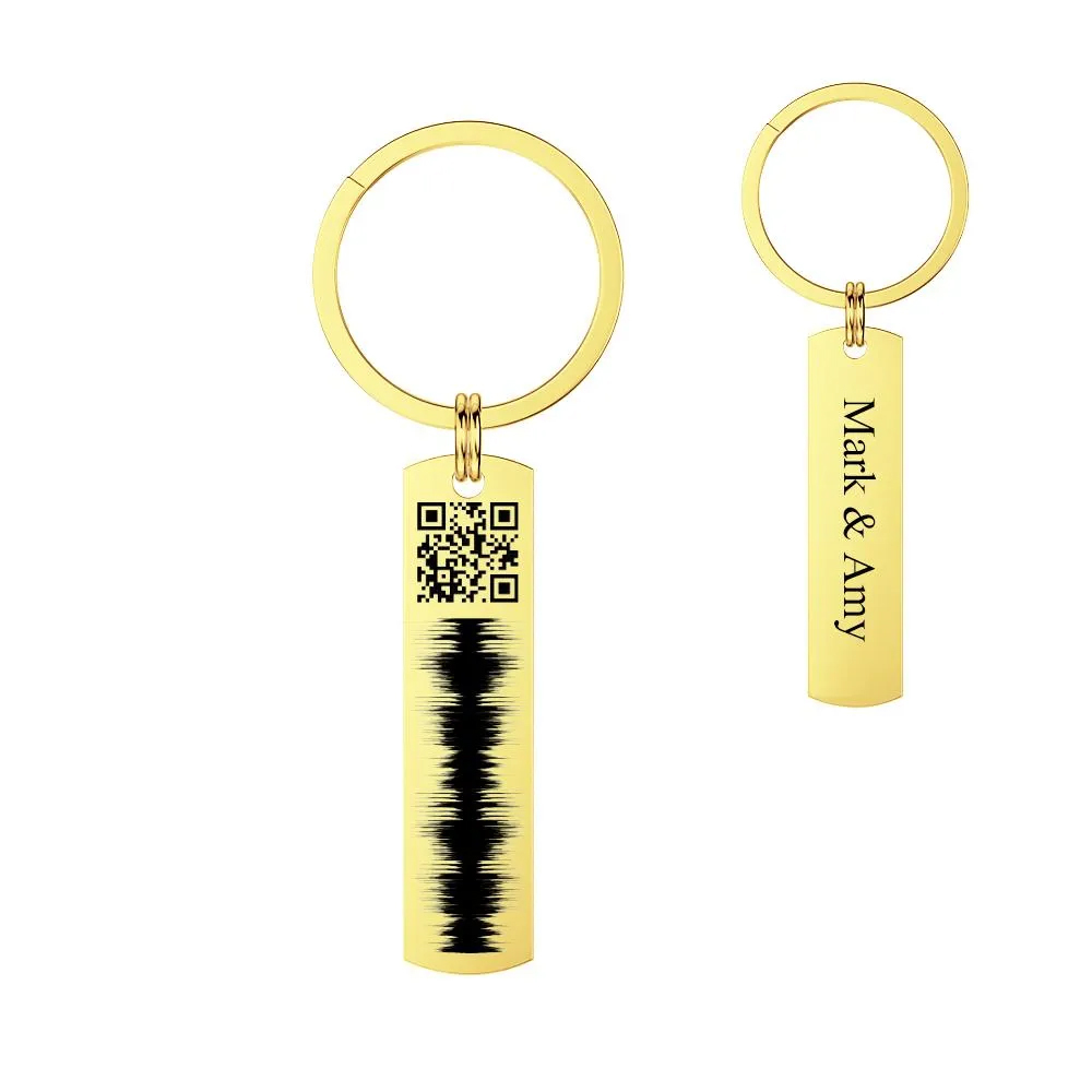 Custom Engraved QR code Keychain Scannable Code Sonic Audio Technology Gift Black