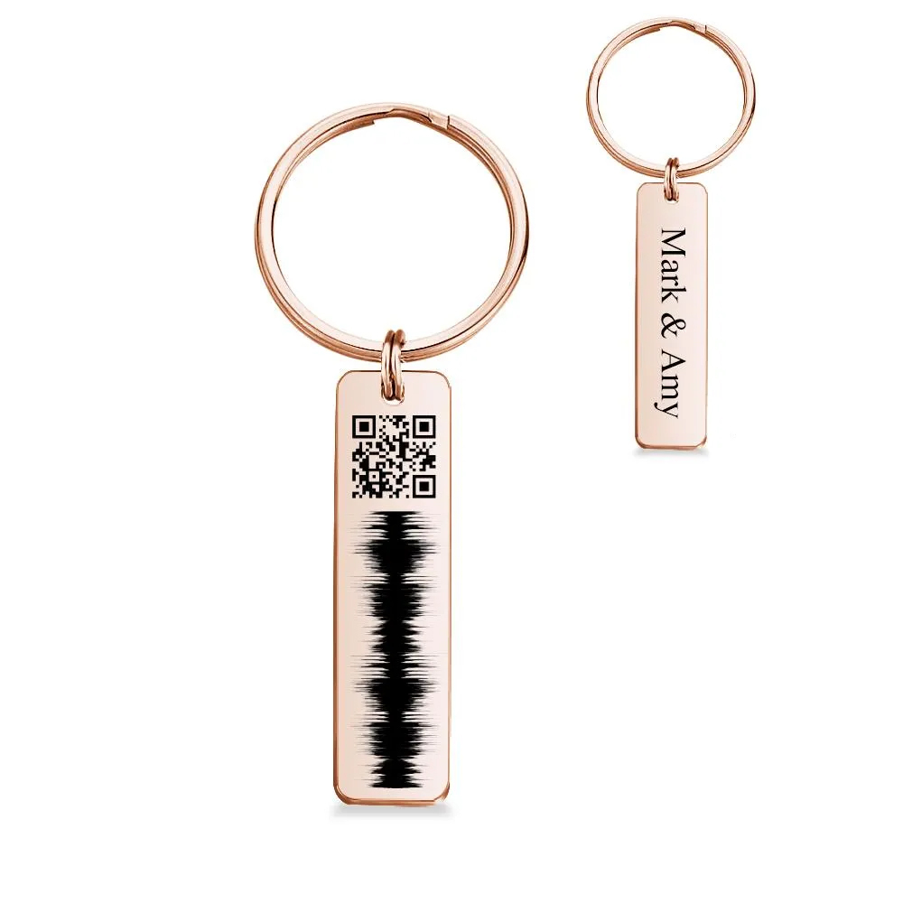 Custom Engraved QR code Keychain Scannable Code Sonic Audio Technology Gift Black