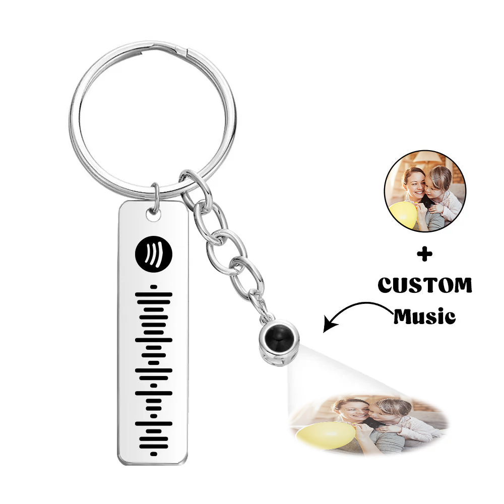 Custom Projection Spotify Code Keychain Metal Keychain Funny Keychain Mother's Day Gift For Mom - soufeelus