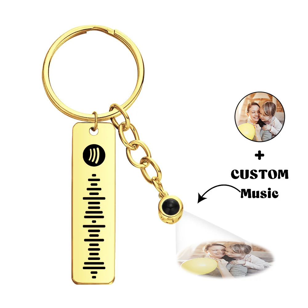 Custom Projection Spotify Code Keychain Metal Keychain Funny Keychain Mother's Day Gift For Mom - soufeelus