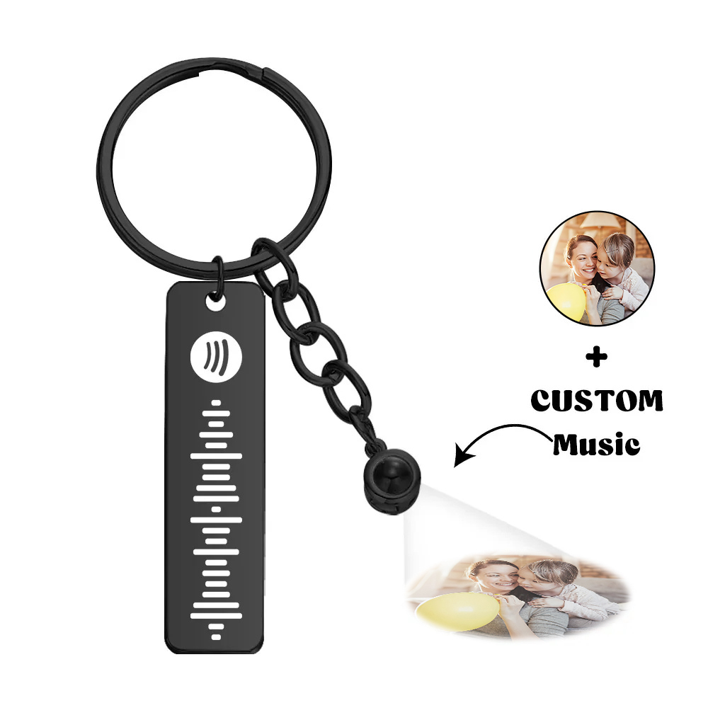 Custom Projection Spotify Code Keychain Metal Keychain Funny Keychain Mother's Day Gift For Mom - soufeelus