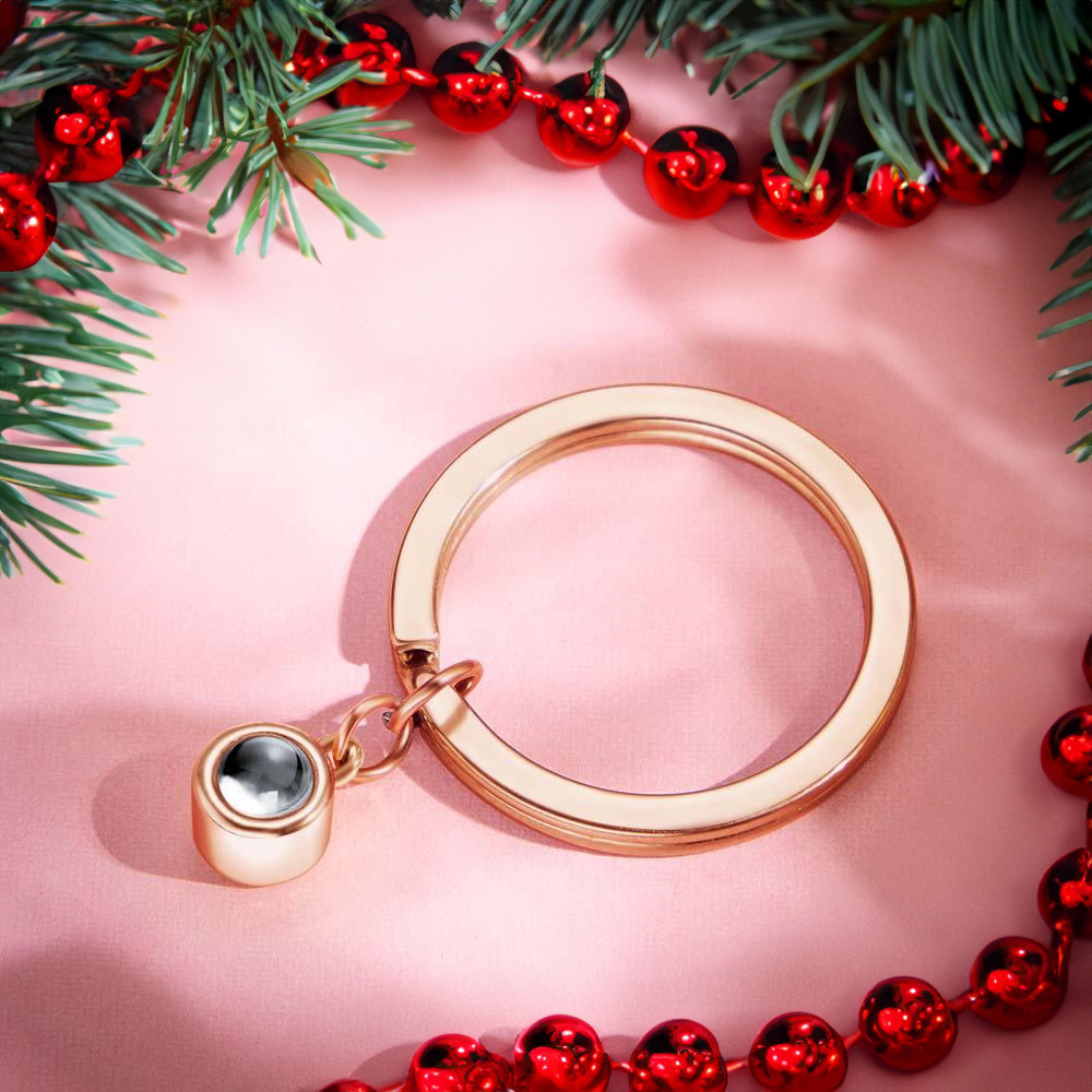 Custom Photo Projection Keychain Personalized Key Ring Exquisite Christmas Gifts For Couple - soufeelus