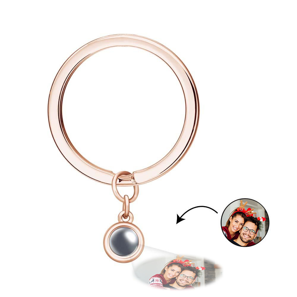 Custom Photo Projection Keychain Personalized Key Ring Exquisite Christmas Gifts For Couple - soufeelus
