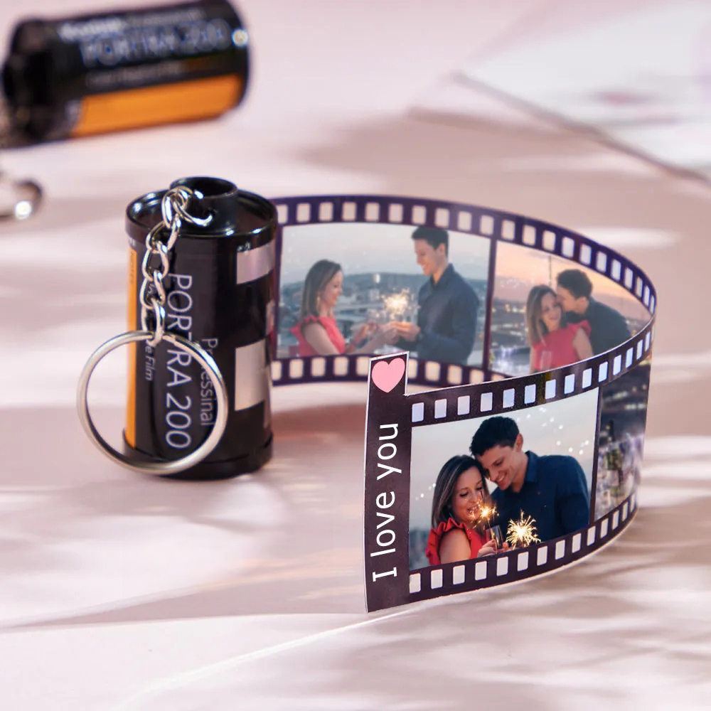 Custom Text For The Film Roll Keychain Personalized Picture Keychain with Reel Album Customized Anniversary Gifts