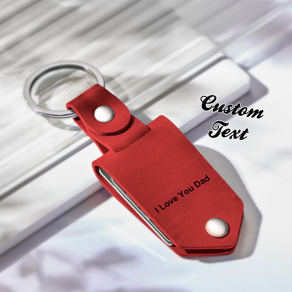 Personalized Leather Photo Drive Safe Keychain Custom Engraved Text Commemorative Keychain Gifts For Father - soufeelus