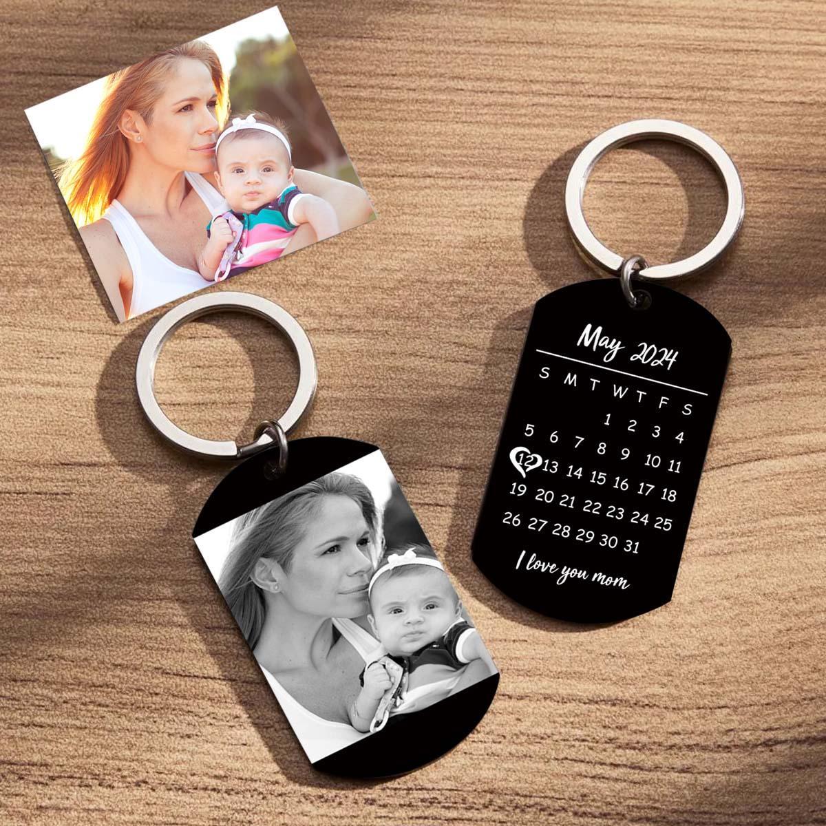 Custom Keychain Photo Calendar Keychain Tag Keychain Gift for Mother - soufeelus