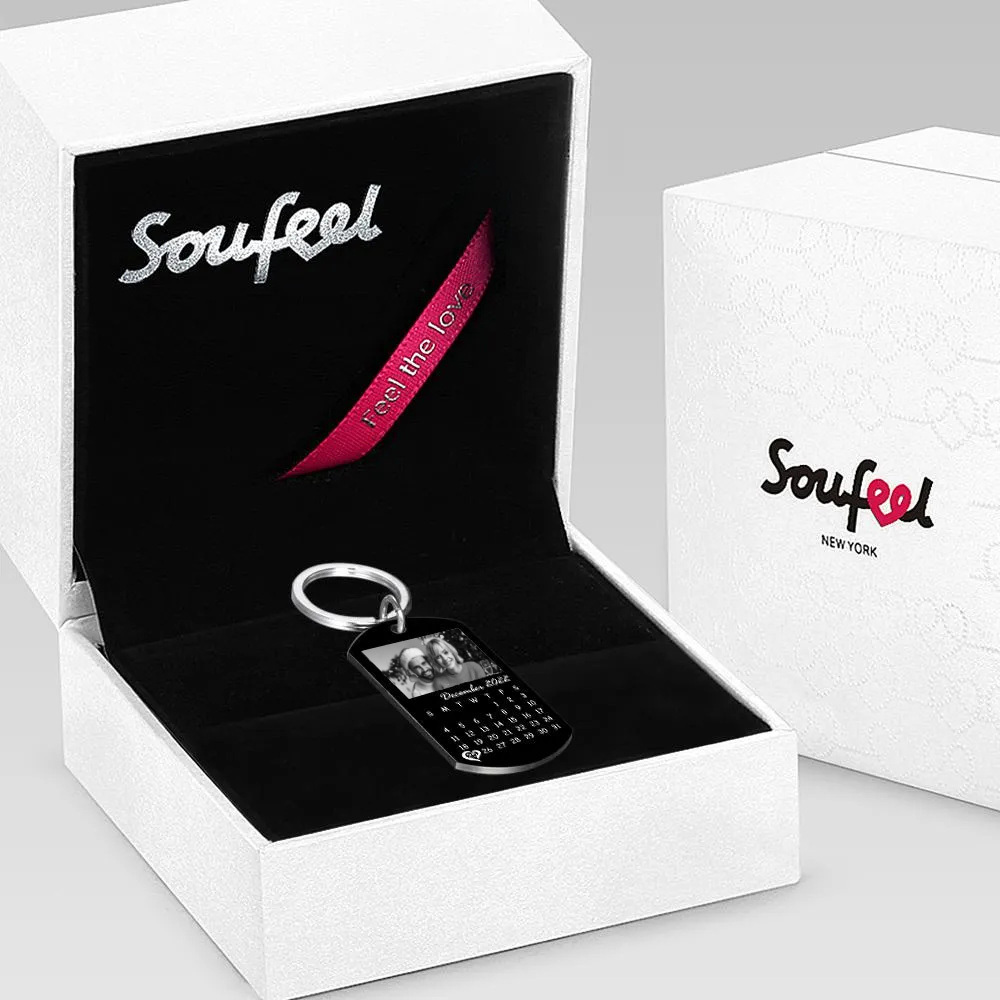 Custom Black Filter Classic Photo Calendar Keychain Unique Design Gift Christmas Gift - soufeelus