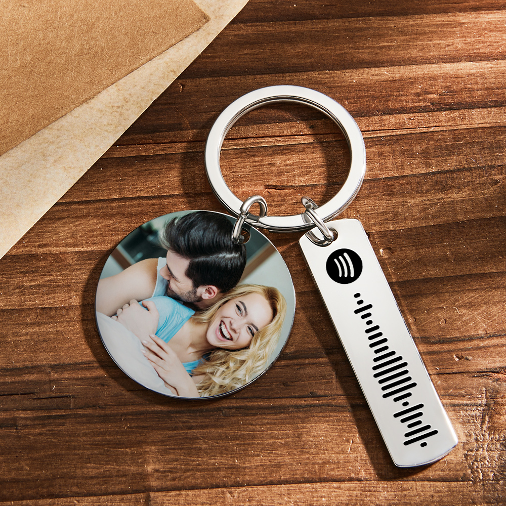 Custom Colorful Photo Calendar Spotify Keychain Personalized Stainless Steel Keychain Gift for Lover - soufeelus