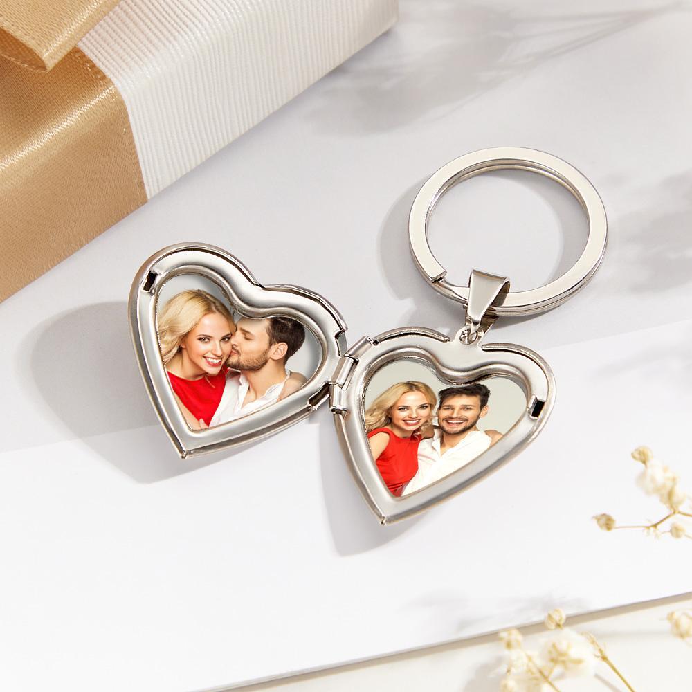 Personalized Peychain Heart Locket Photo Keychain Memorial  Anniversary Gift for Her - soufeelus