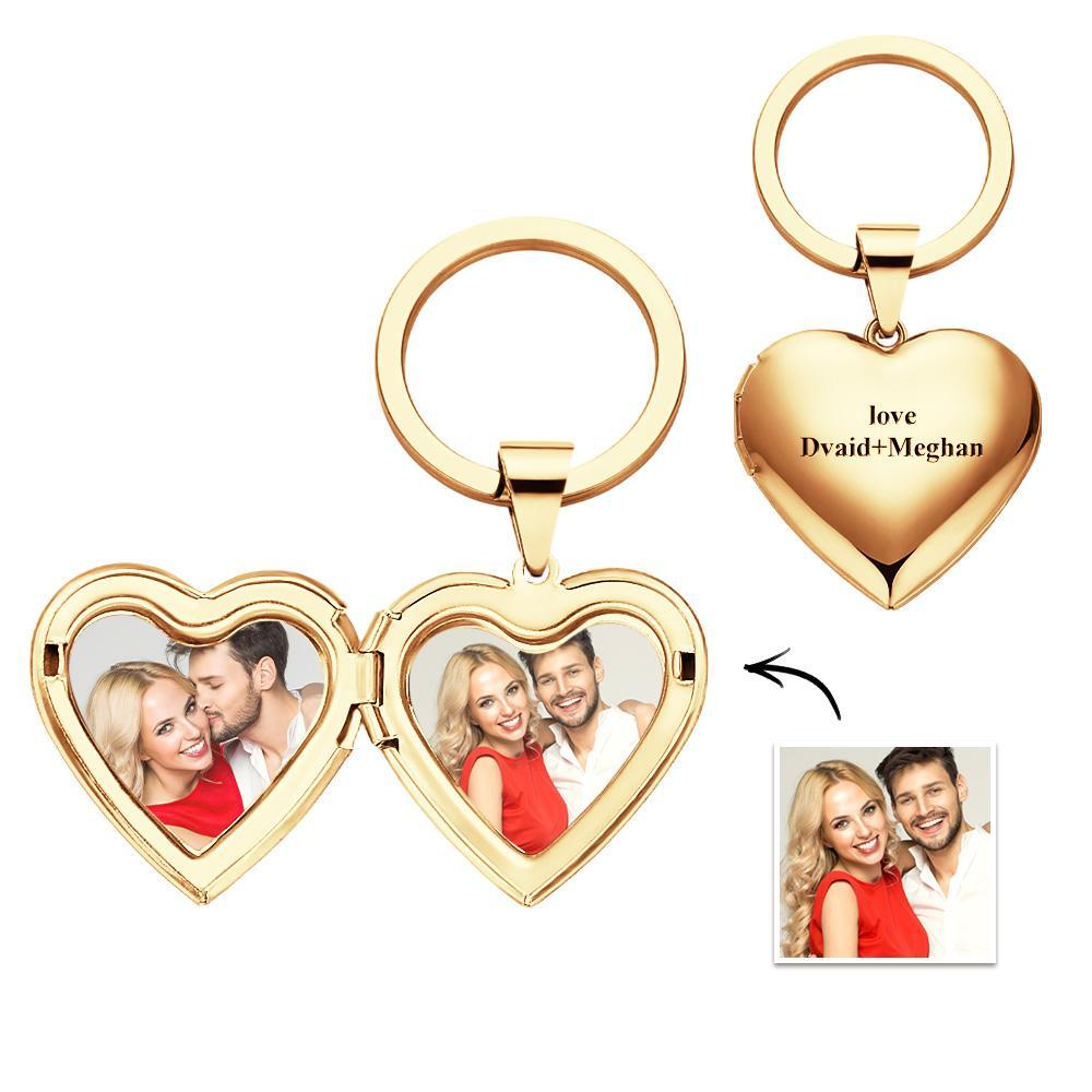 Personalized Peychain Heart Locket Photo Keychain Memorial  Anniversary Gift for Her - soufeelus