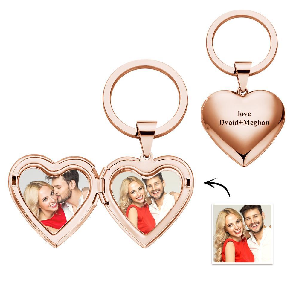 Personalized Peychain Heart Locket Photo Keychain Memorial  Anniversary Gift for Her - soufeelus