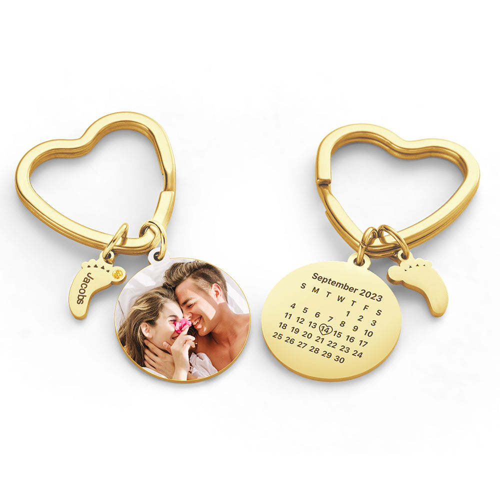 Custom Photo Calendar Keychain with Baby Feet Charm Personalized Calendar  the Perfect Heartfelt Gift - soufeelus