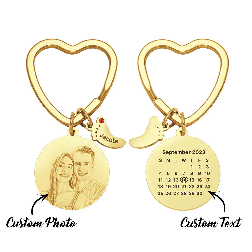 Custom Photo Calendar Keychain with Baby Feet Charm Personalized Calendar  the Perfect Heartfelt Gift - soufeelus