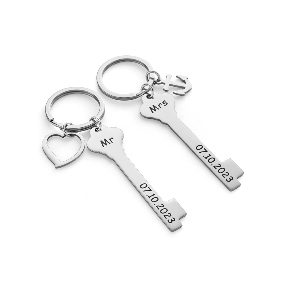 Custom Wedding Gift Key Chain Mr and Mrs Wedding Anniversary His and Hers Special Day Gift Ideas - soufeelus