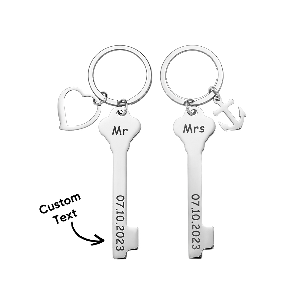 Custom Wedding Gift Key Chain Mr and Mrs Wedding Anniversary His and Hers Special Day Gift Ideas - soufeelus