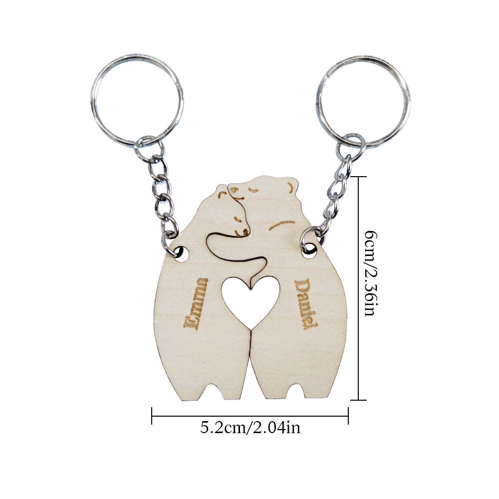 Personalized Couple Matching Keychain Custom Matching Hug Bears Keychain Valentine's Day Gifts for Lover - soufeelus