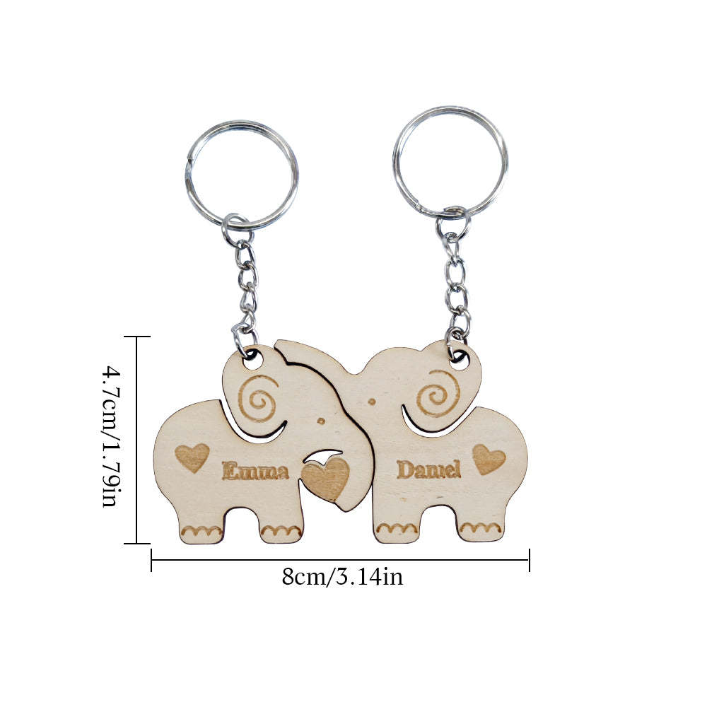 Personalized Couple Matching Keychain Custom Matching Elephants Keychain Valentine's Day Gifts for Lover - soufeelus
