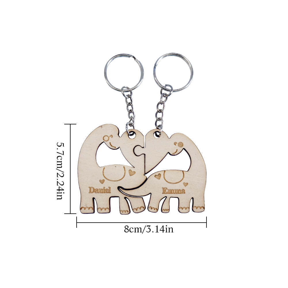 Personalized Couple Matching Keychain Custom Matching Dinosaurs Keychain Valentine's Day Gifts for Lover - soufeelus