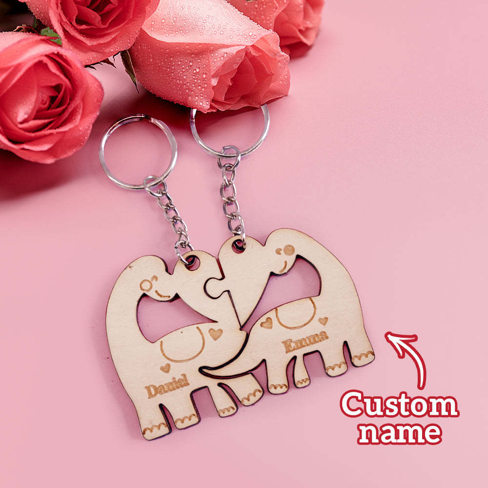 Personalized Couple Matching Keychain Custom Matching Dinosaurs Keychain Valentine's Day Gifts for Lover - soufeelus