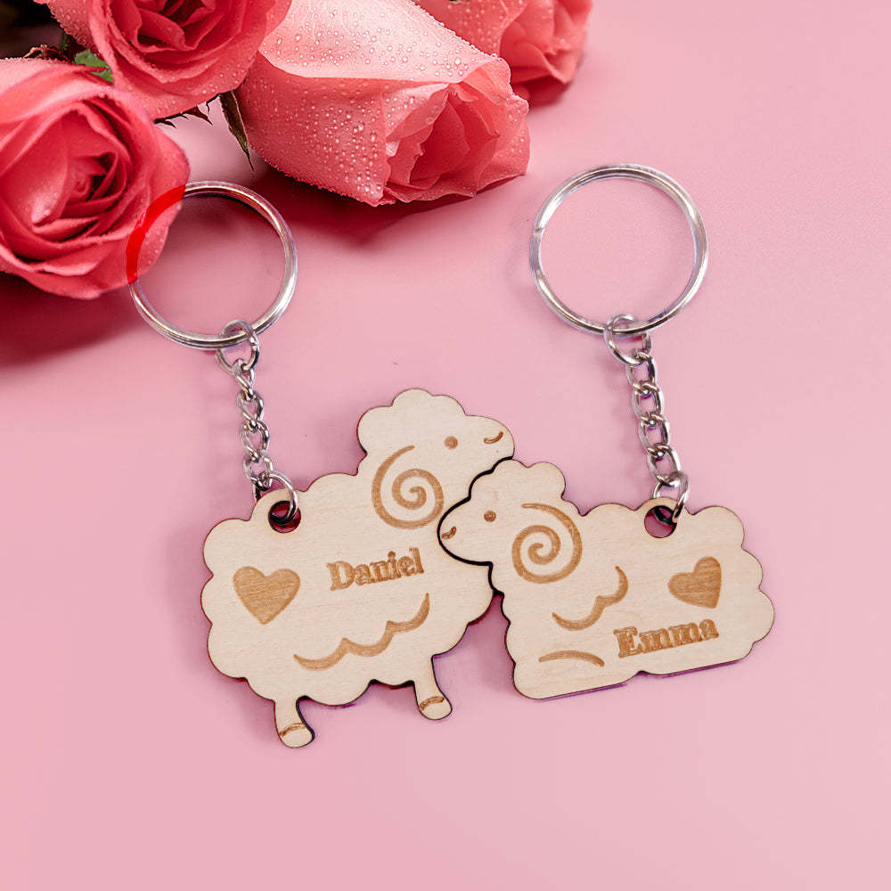 Personalized Couple Matching Keychain Custom Matching Sheeps Keychain Valentine's Day Gifts for Lover - soufeelus