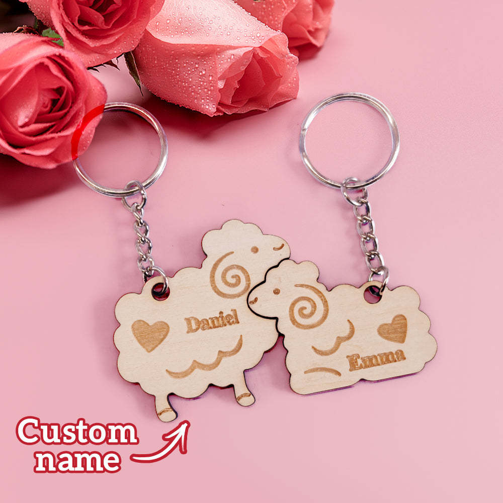 Personalized Couple Matching Keychain Custom Matching Sheeps Keychain Valentine's Day Gifts for Lover - soufeelus