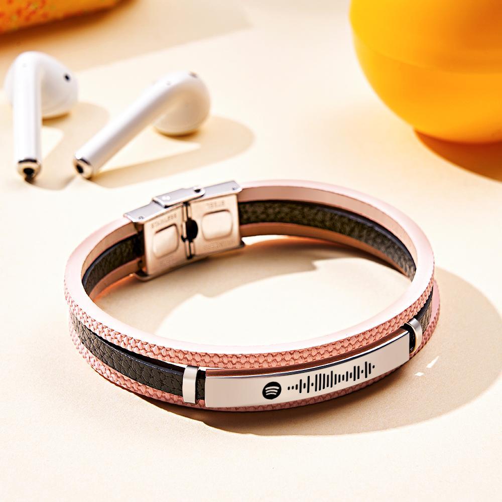 Custom Song Bracelet Mens Personalized Music Code Leather Bracelet Christmas Gift  Birthday Gift for Men and Woman - soufeelus