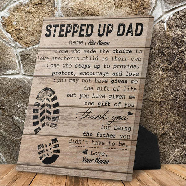 Stepped Up Dad Personalized Easel-Back Gallery Wrapped Canvas