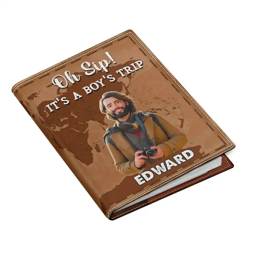 Custom Photo Cartoon Portrait Passport Holder Personalized Passport Cover for Traveling Lover