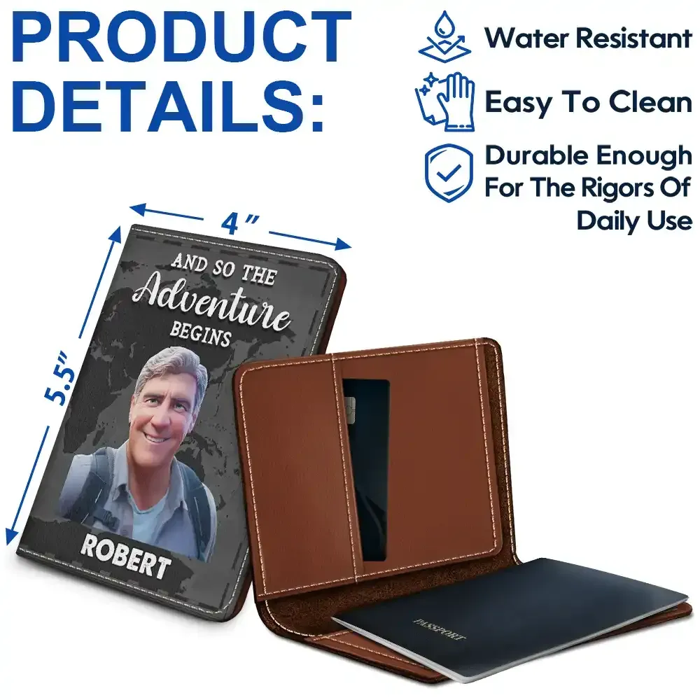 Custom Photo Cartoon Portrait Passport Holder Personalized Passport Cover for Traveling Lover