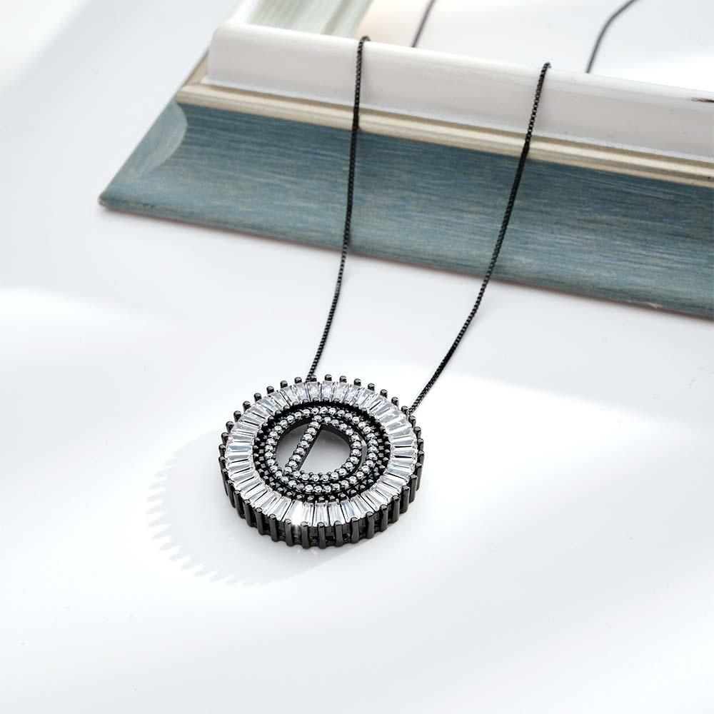 Custom Initial Letter Diamond Necklace Sunburst Hip Hop Necklace For Him - soufeelus