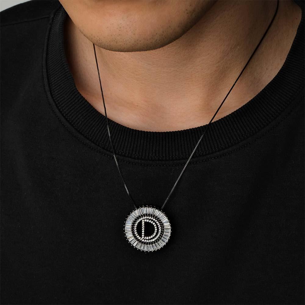 Custom Initial Letter Diamond Necklace Sunburst Hip Hop Necklace For Him - soufeelus