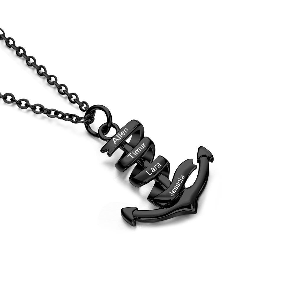 Personalized Custom Engraved Name Necklaces for Women Fashion Anchor Heart Bar Necklace Pendant Memorial Jewelry - soufeelus