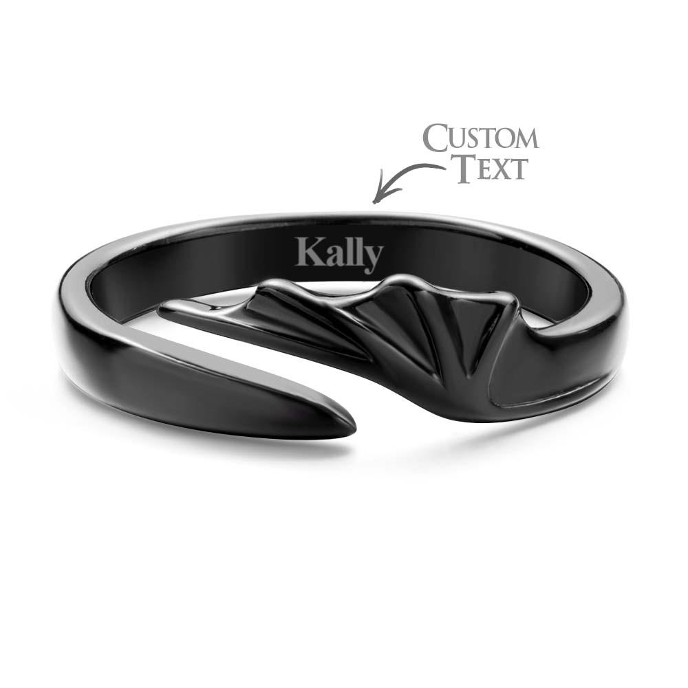 Engravable Wings Devil and Angel Ring Simple Trendy Couple Open Rings - soufeelus