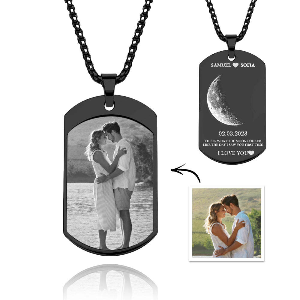 Custom Moon Phase Necklace Stylish Personalized Photo Pendant Valentine's Day Gift - soufeelus