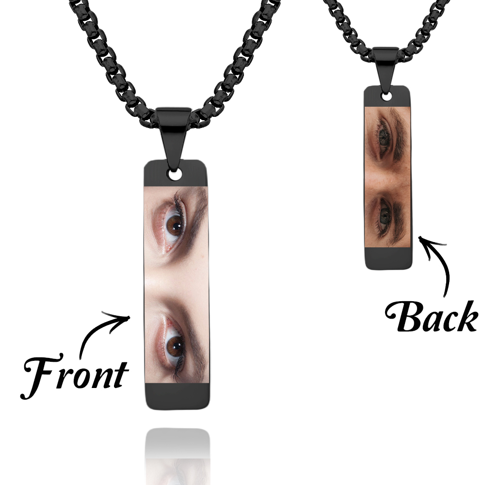 Custom Colored Eyes Photo Necklace Double Sided Personalization Jewelry Photo Eye Necklace You and Him/Her - soufeelus