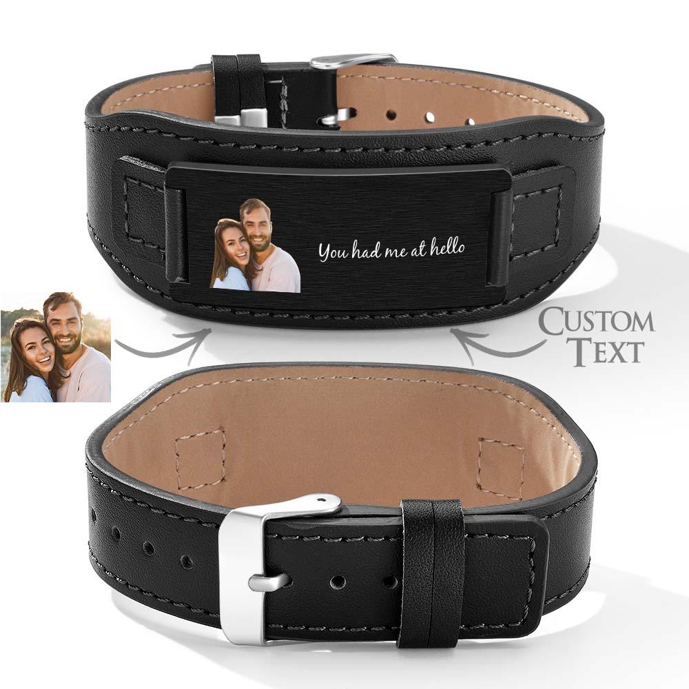 Custom Engraved Bracelet Simple Leather Gifts for Men - soufeelus