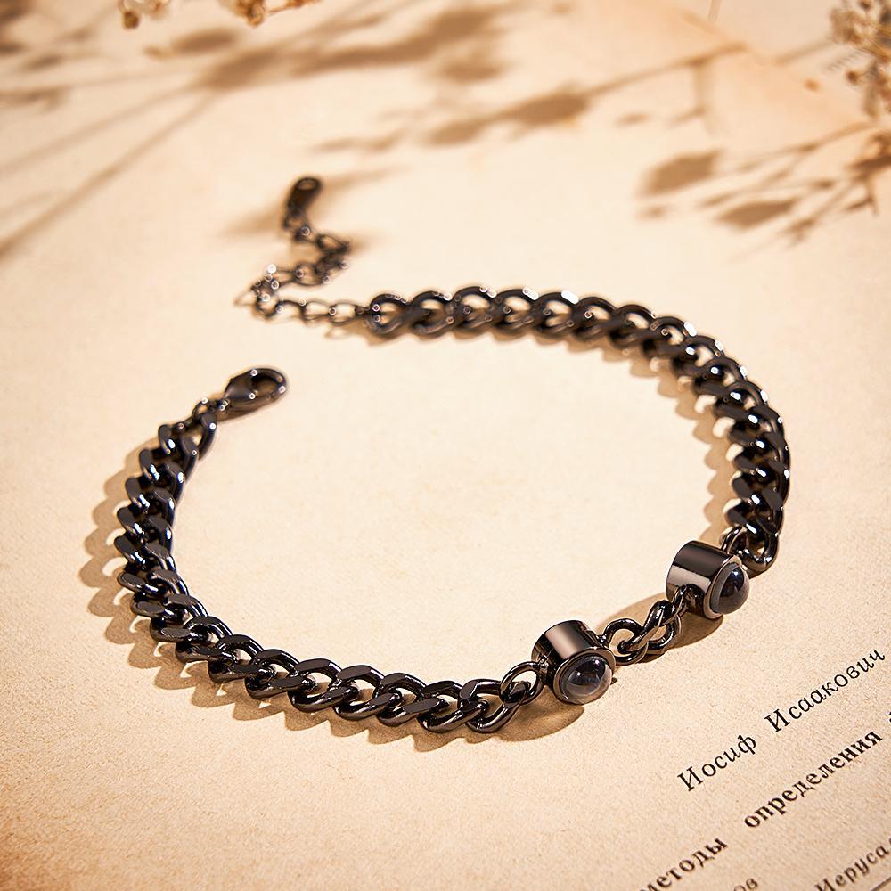 Custom Photo Projection Bracelet Personalized Double Bead Adjustable Bracelet Gifts For Couple - soufeelus
