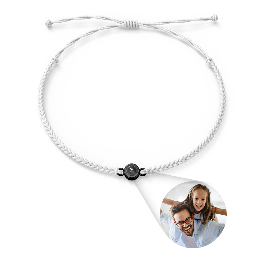 Custom Photo Projection Circle Bracelets Simple Woven Father's Day Gifts detail