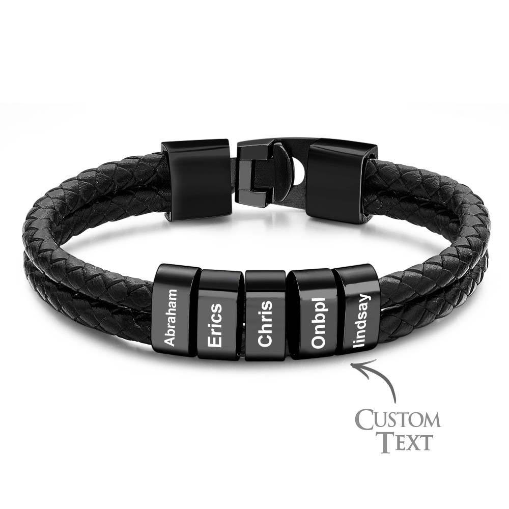 Custom Name Bracelet Braided Leather Personalized Gifts for Dad - soufeelus