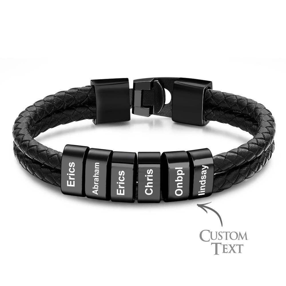 Custom Name Bracelet Braided Leather Personalized Gifts for Dad - soufeelus