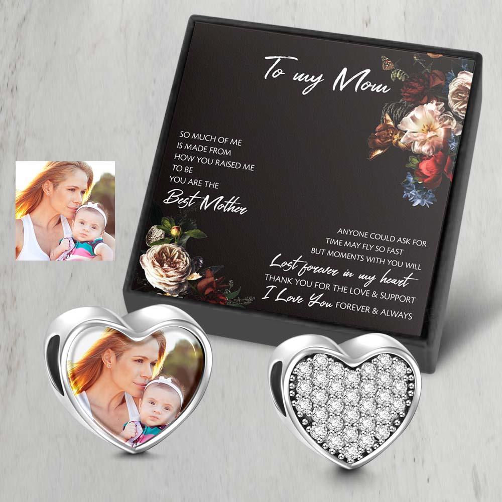 Pave CZ Heart Photo Charm Gift For Mom - soufeelus