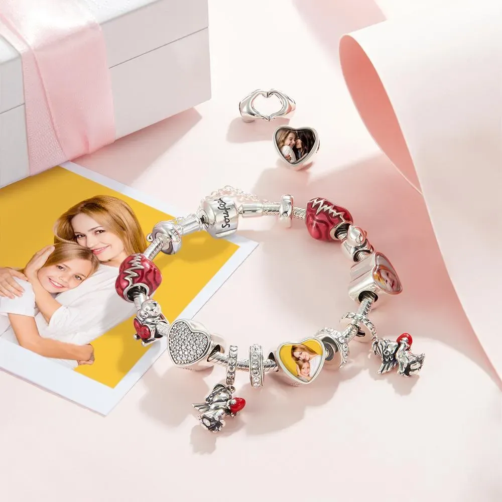 Engraved Heart Photo Charm Gift For Her Gift For Mom - soufeelus