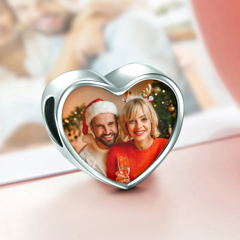 Custom Photo Charm Engraved Heart Picture Charm Gifts for Christmas - soufeelus