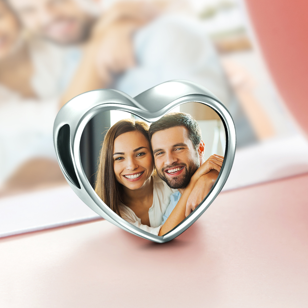 Custom Photo Charm Engraved Heart  Picture Charm Gifts For Couples - soufeelus