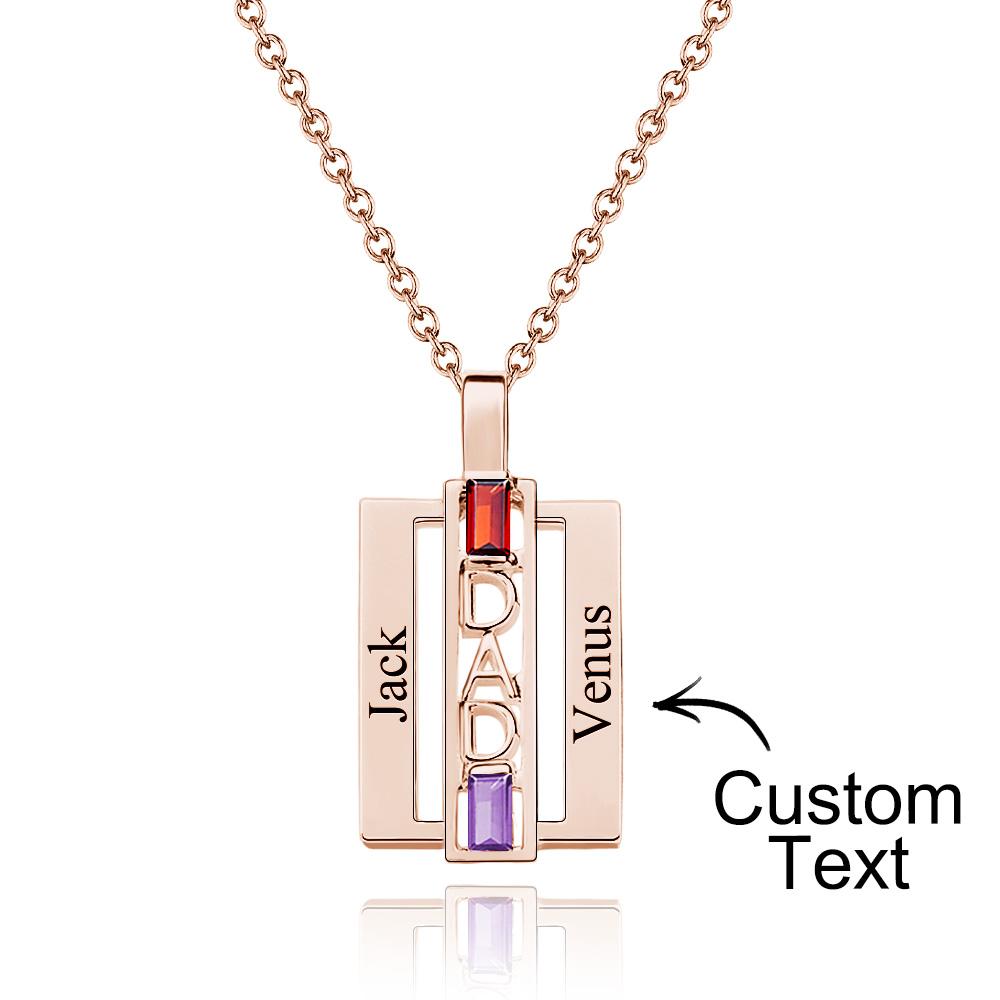 Custom Birthstone DAD Necklace Engraved Fashionable Jewelry Father's Day Gift