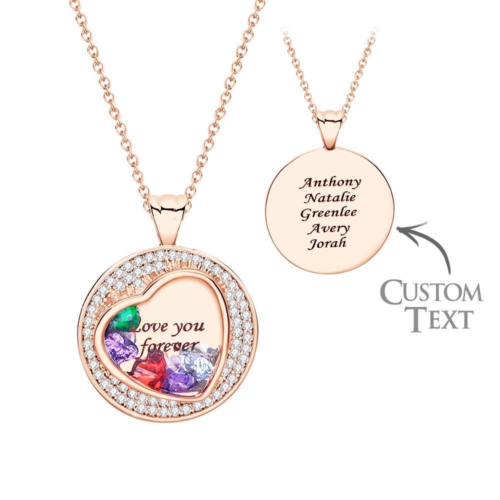 Custom Engraved Rockable Birthstone Necklace Zircon Pendant Gifts For Her - soufeelus
