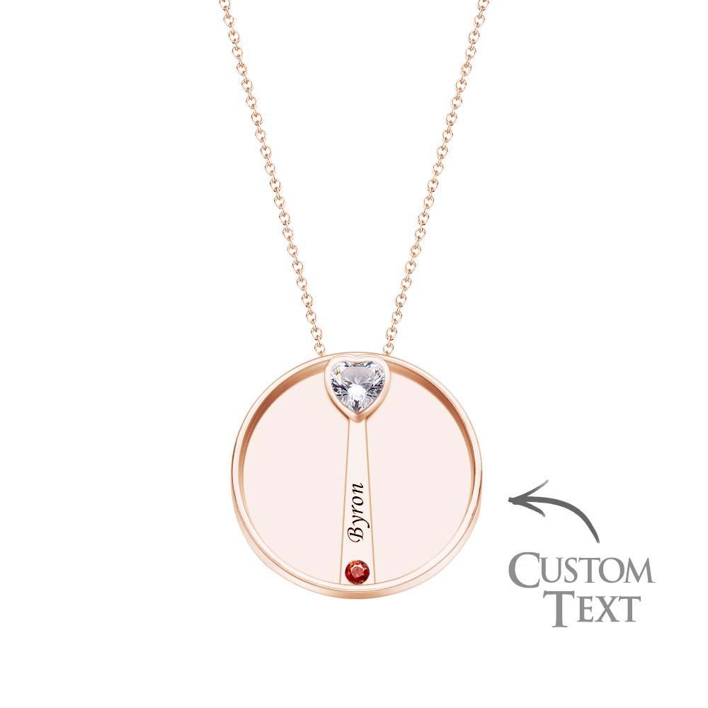 Engravable Birthstone Necklace Charming Circle Pendant Jewelry Gifts For Women - soufeelus