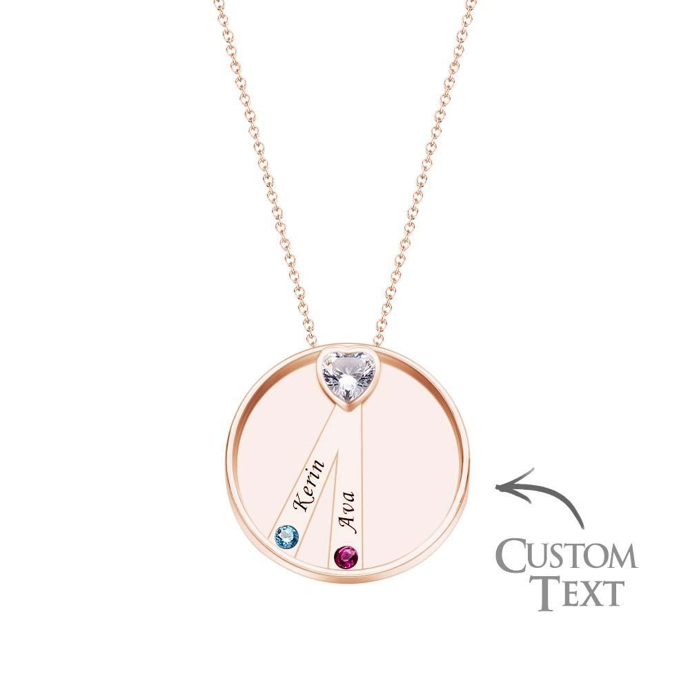 Engravable Birthstone Necklace Charming Circle Pendant Jewelry Gifts For Women - soufeelus